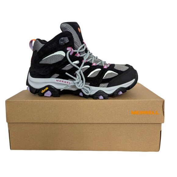 Merrell Women's Moab 3 Mid Waterproof Hiking Boot Black Pink Size 8.5 - Picture 7 of 10
